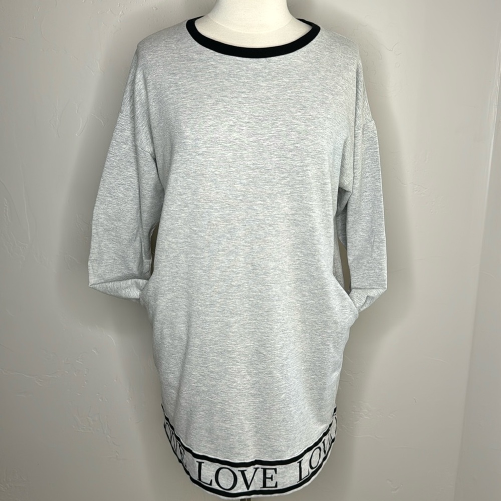 Soho sweatshirt dress LOVE graphic at hem Casual and Comfortable Size Large